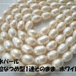 ♪送料無料♪淡水パール　小粒なつめ型1連　ホワイト