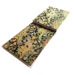 金襴織物御朱印帳　見開き御朱印帳　横型タイプ　B5サイズ　18x26cm　#1洋花　「華麗洋花」　白　金　赤　青　ロイヤル　桐生織物　金襴生地　布　蛇腹御朱印帳