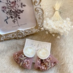 new◆くすみピンク 【一点もの】インド刺繍ピアス◆