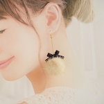 【B品】揺れるリボンとミンクファー～ベージュ～　