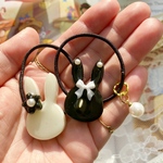 キッズ NewYear rabbit うさぎさん レジン ヘアゴム 2本セット monochrome