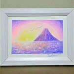パステルアート　初日の出とレインボー・フジ　パステル画原画