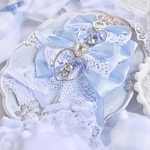 💙再販💙アイドル【№415】量産型 地雷 サブカル ロリータ レース ハート ビジュー レースアップ フリル フリフリ 水色 天使 可愛い リボン ブローチ ヘアクリップ くま テディベア 揺れる