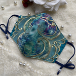 『ピーコックカラー🦚』ペイズリープリント刺繍レースマスク✩.*˚抗菌加工クレンゼ生地