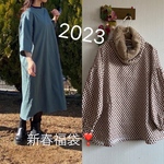 ③送料無料、新春福袋、ハーフリネンのリブワンピース&コットン起毛トビーのプルオーバースヌード付き