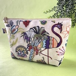 カラフル動物柄（クリーム）ファスナーポーチ 化粧ポーチ マスク入れ プチギフト