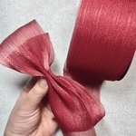 〈長さ：3M／幅60mm 〉リボン　オーガンジー　ボイル　ラメ糸　ワインレッド