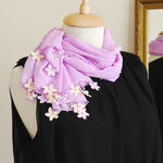 【受注製作】レースの花付き シフォンストール「桜」ラベンダー