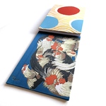 葛飾北斎御朱印帳　B5サイズ　見開き御朱印帳　#3 『群鶏』　葛飾北斎　日本画　Hokusai　織物額絵　金襴織物　金襴生地　桐生織物　Hokusai Katsushika 