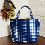 チェック柄ブルー☆ランチトートバッグ☆ミニトートバッグ♪