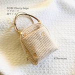 Mサイズ　NUBI  Cherry beige マグポーチ　さくらんぼ　ヌビ　保冷ポーチ　保温ポーチ　ヌビバッグ　ランチバッグ