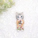 【2023年 初売り】ルービックキューブ  猫の刺繍ブローチ