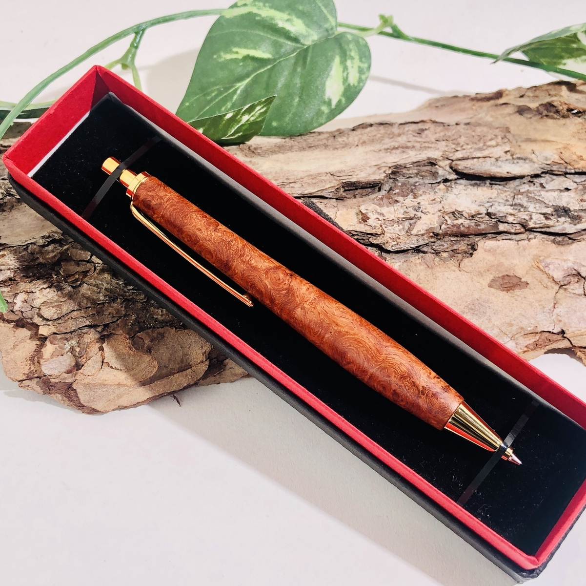 花梨瘤　木軸ペン　シャープペンシル シャープペンシル 花梨（瘤） 木軸 - 木軸ペン工房（モクペン