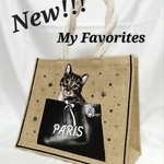 ♡カメリアショッパーから猫ちゃん🐈️お洒落なお買い物バッグ♡キラキラ×スタッズ⭐ブラック×ホワイトデザインはやっぱりおしゃれ…👜にゃんこ好きさんにはたまらない♡👜年中使えちゃうジュートバッグ♡