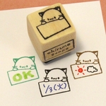 ねこ ミニ枠(四角)・ゴム版はんこ