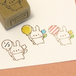 うさぎと風船とお花・ゴム版はんこ