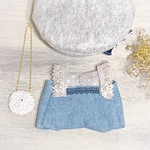 《完成品販売》サロペット＆ベレー帽＆お花bag 関ジュ ちびぬいサイズ