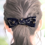 受注生産　インド刺繍リボンのヘアゴム　ネイビー