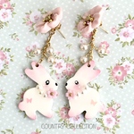 うさぎの木製ピアス(2way)