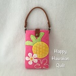 パイナップルのスマホケース☆ハワイアンキルトピンク☆プルメリア