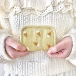 ミルクアイスの手刺繍ミニ財布(イエロー)