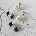 モルガナイトとラピスの２wayパールピアス