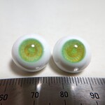 No.43 【15mm】 グラスアイ ドールアイ ハンドメイドドール 材料　約15.3mm/15.3mm（ライトグリーン系）