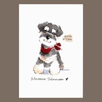 イラスト原画(ポストカードサイズ) ミニチュアシュナウザー