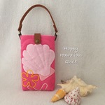 ピンクシェルのスマホポーチ☆ハワイアンキルト☆ヒトデ　貝