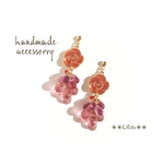 NEW!可愛い薔薇とチェコ雫のキラキラピアス