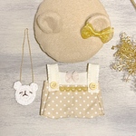 《完成品販売》くまみみ帽子＆サロペット＆くまちゃんbag 3点セット 関ジュ ちびぬいサイズ