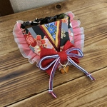 犬・猫の首輪　22～25　cocoちゃん着物風チョーカー　黒×グレー・和柄・お正月・菊の花・お姫様仕様・節句