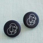 (3個) 12mm 子犬のボタン　フランス製　ネイビー (濃紺)
