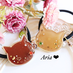 チョコレート＆ミルクティー♡猫ちゃんレジンヘアゴム♡