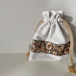 インド刺繍リボン 巾着ポーチ チャコール(送料無料)