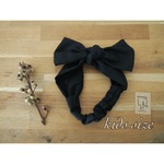 （kidsサイズ）リネン black おとなリボンヘアバンド ママとペア        
