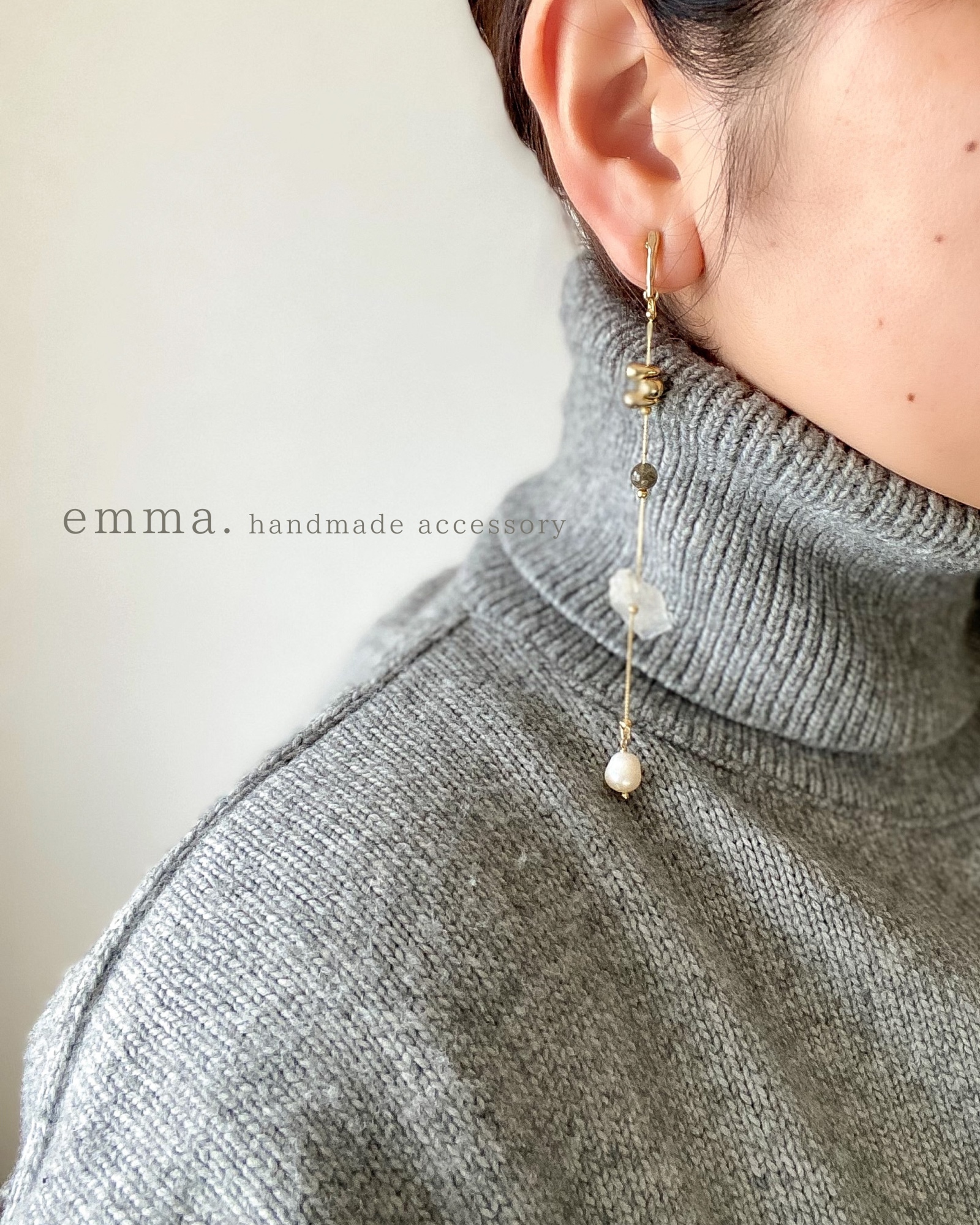 natural chain long #183 イヤリング ピアス emma. - emma. | minne 