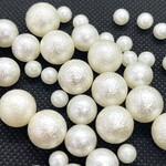 40個 コットンパール風　穴なし ナチュラル 3サイズミックス【pa-57】★6mm.10mm.12mmピアス イヤリング 素材 材料 パーツ 樹脂パール