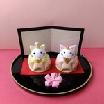 ひな人形　会話の聞こえてきそうな雛飾り　猫の雛飾り　雛人形　ひな飾り　生成り　つまみ細工雛飾り　猫