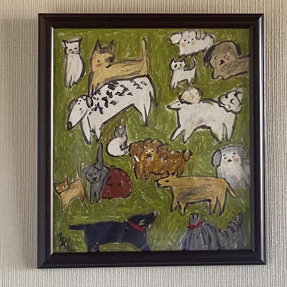 絵画 壁掛け絵【バラの庭で絵を描いている少女と遊んでいるかわいい猫2匹】 絵画 壁掛け絵【バラの庭で絵を描いている少女と遊んで
