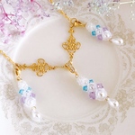 ice crystal 氷の結晶 ネックレス／スワロフスキー／ビーズ／クリスタル／アクアマリン　バイオレット／パール