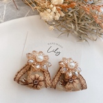 再販◆受注制作◆brown flower 小さなインド刺繍ピアス/イヤリング◆