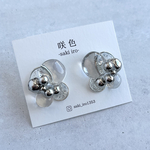【Puchi×lamé】シルバー ピアス イヤリング 球体 ラメ 大ぶり 個性派 ブルベ 大人カジュアル レジン