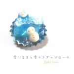 雪だるまと雪うさぎのブローチ