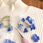 【1月限定販売】《キット》お花畑リングブローチ レース編み体験　= ウィンターブルー =