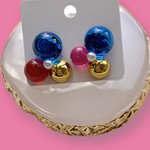 まんまるまるピアス【クリアブルー】