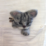 猫ブローチ アメショー子猫 羊毛フェルト