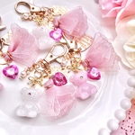 NEW💓　ちびくまとリボンタッセルのピンクチャーム　レジンキーホルダー　ももいろちびくま　大人かわいい♡ バレンタインの友チョコプレゼントにも♪