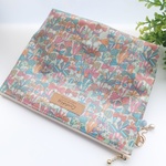 LIBERTY　Jenny's Ribbons/ ジェニーズリボンズ　J12A（ピンク・ブルー系）◆マチ付きクリアポケットポーチ　size：21×14.5×5cm★お化粧ポーチに♪