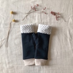 ふわくしゅ アームウォーマー 杢裏毛ブラック/パイナップルボア 手袋